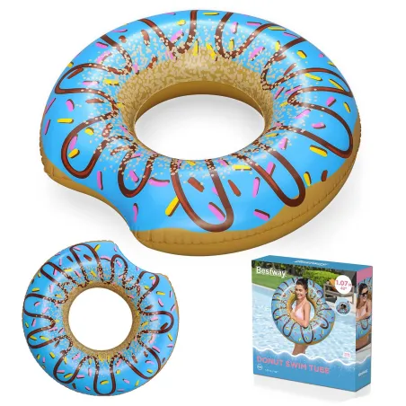 Niebieskie dmuchane koło plażowe 107cm, idealne do zabawy w wodzie