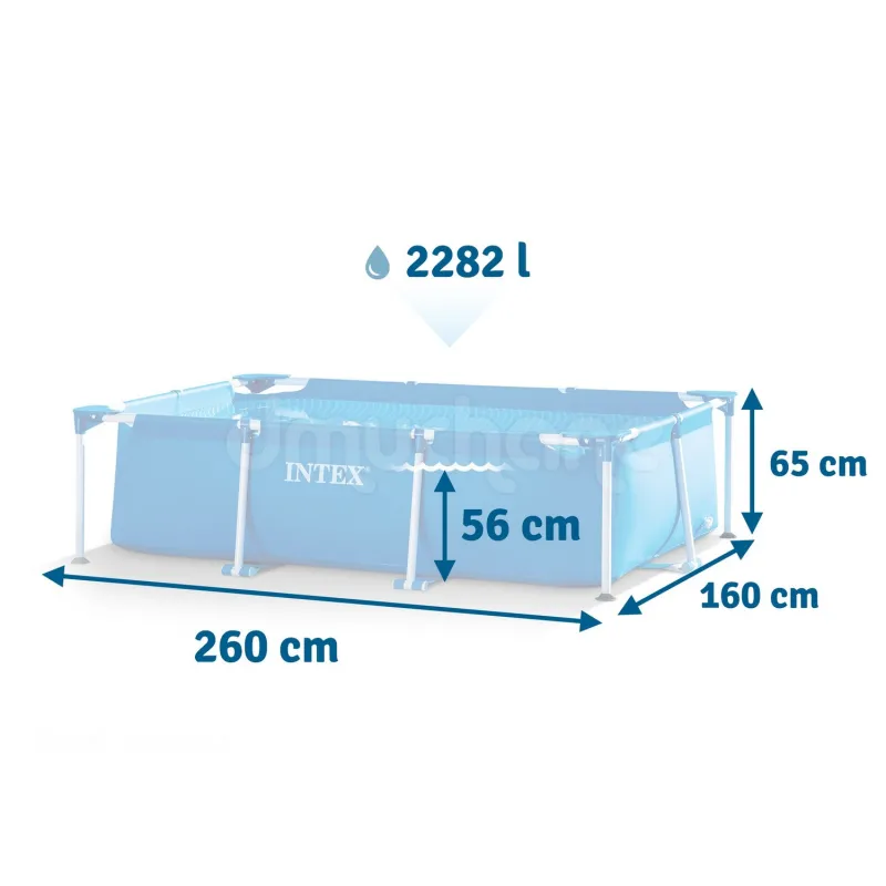 Basen stelażowy 260 x 160 x 65 cm z wytrzymałego materiału PVC