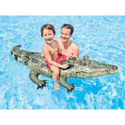Dmuchany aligator w kolorze zielonym, idealny do ogrodu lub na basen