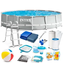 Basen ogrodowy stelażowy 457 x 107 cm zestaw 18w1 INTEX 26724, trwały materiał