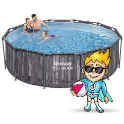 Basen stelażowy z akcesoriami, idealny do letniego relaksu