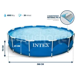 Basen ogrodowy INTEX 28210, wykonany z wytrzymałych materiałów, zapewnia długotrwałe użytkowanie