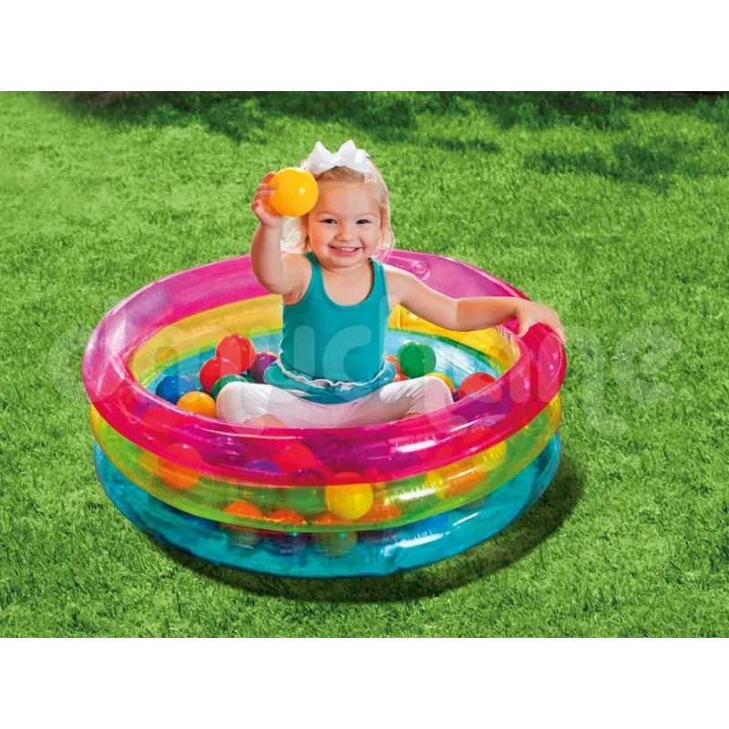 Idealny do zabawy w ogrodzie, dmuchany kojec z piłkami dla dzieci