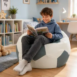 Fotel pufa piłka nożna XL dla dzieci z ekoskóry | Italpouf
