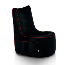 Fotel gamingowy Pufa czarny ergonomiczny - Ekoskóra