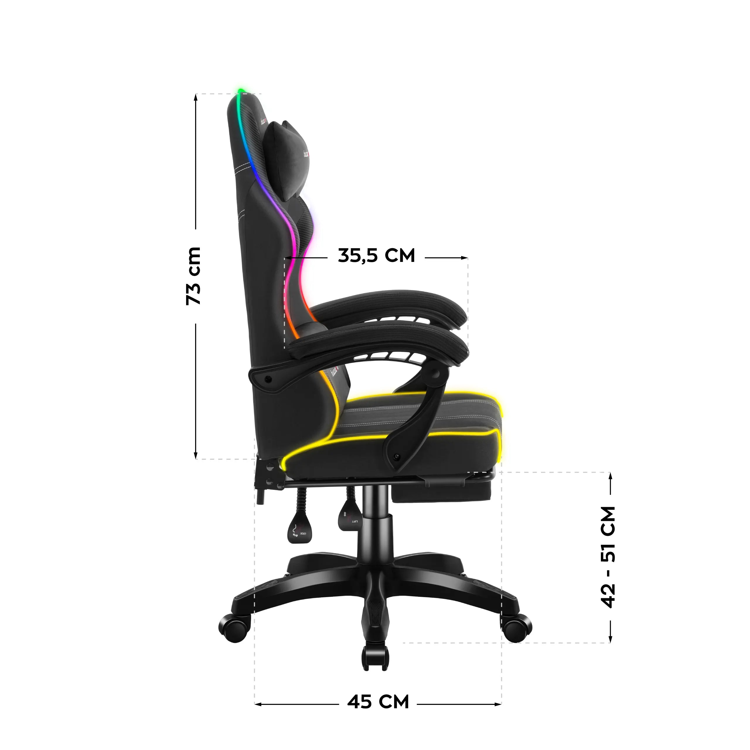 Wymiary fotela Huzaro Force 3.7 wymiary 2