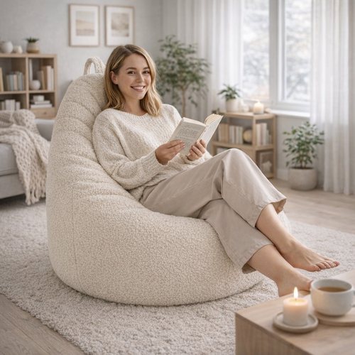 Pufa boucle – miękka struktura baranka